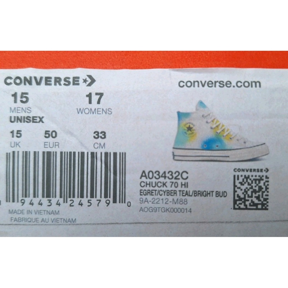 Converse Chuck 70 Hi Blue Green Tie Dye Shoes Canvas Sneakers Men's Sz 15 Rare - Picture 11 of 11